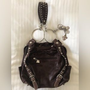 Brown Kathy Van Zeeland Shoulder Bag with Silver Embellishments